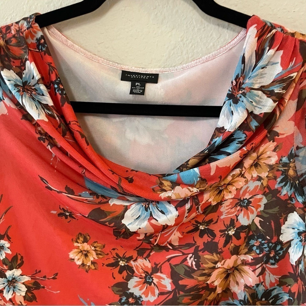 Investments woman floral cowl neck blouse top size Large petite casual fall wear - Picture 5 of 8
